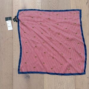 NWT Ralph Lauren 100% Silk Scarf French British Royal Stripes and Crown